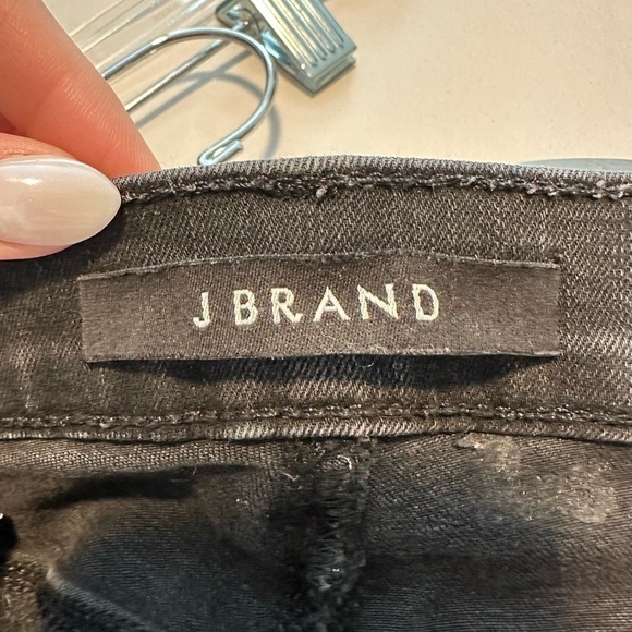J brand rail break up black distressed skinny jeans split hem - Picture 7 of 12